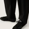 True-Star da uomo in pelle scamosciata nera con cristalli Swarovski e stella in pelle nera