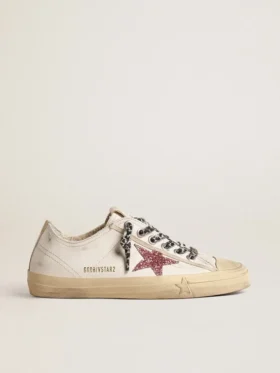 V-Star con stella rosa glitterata e linguetta sul tallone in pelle metallizzata
