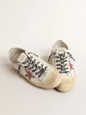 V-Star con stella rosa glitterata e linguetta sul tallone in pelle metallizzata