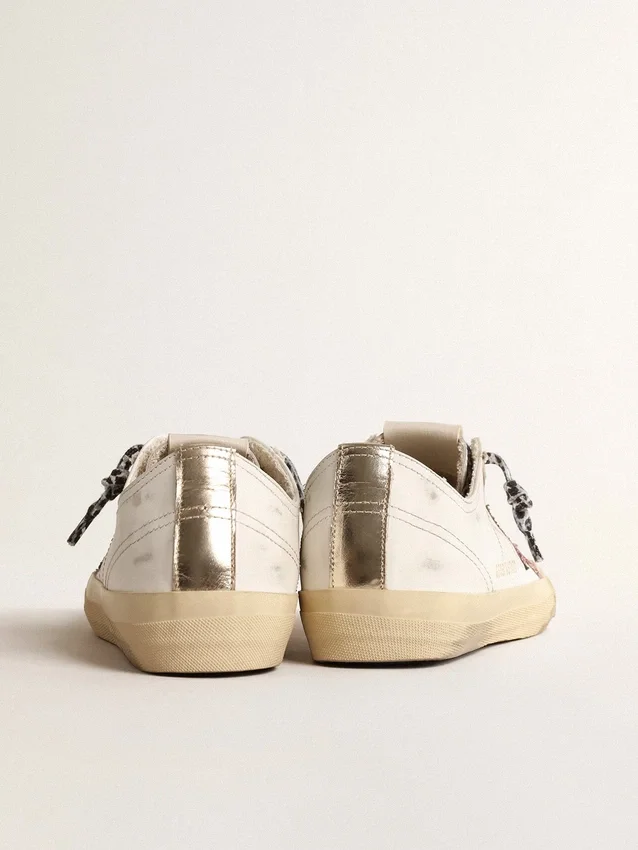 V-Star con stella rosa glitterata e linguetta sul tallone in pelle metallizzata