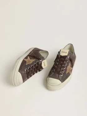 V-Star da donna in nabuk marrone con stella in pelle scamosciata color tabacco