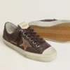 V-Star da donna in nabuk marrone con stella in pelle scamosciata color tabacco