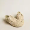 V-Star da donna in pelle scamosciata color perla con stella in pelle metallizzata argento