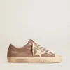 V-Star da donna in pelle scamosciata grigio tortora con stella in pelle grigio chiaro