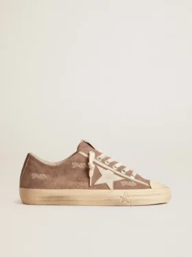 V-Star da donna in pelle scamosciata grigio tortora con stella in pelle grigio chiaro