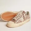 V-Star da donna in pelle scamosciata grigio tortora con stella in pelle grigio chiaro