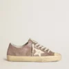 V-Star da donna in pelle scamosciata metallizzata marrone chiaro con stella in pelle color crema