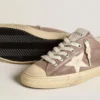V-Star da donna in pelle scamosciata metallizzata marrone chiaro con stella in pelle color crema