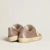 V-Star da donna in pelle scamosciata metallizzata marrone chiaro con stella in pelle color crema