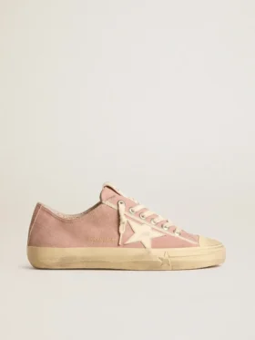V-Star da donna in pelle scamosciata rosa con stella in pelle color crema
