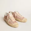 V-Star da donna in pelle scamosciata rosa con stella in pelle color crema