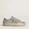 V-Star da donna in tela azzurra con stella in pelle grigio tortora