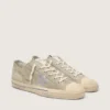V-Star da uomo in pelle scamosciata grigio tortora con stella in pelle metallizzata argento