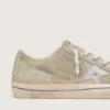 V-Star da uomo in pelle scamosciata grigio tortora con stella in pelle metallizzata argento