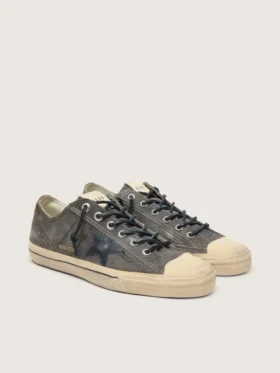 V-Star da uomo in pelle scamosciata nera con stella in pelle nera
