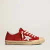 V-Star da uomo in pelle scamosciata rosso scuro con stella argentata e linguetta sul tallone