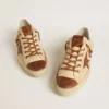 V-Star da uomo in tela color crema con stella in pelle color tabacco