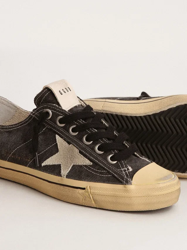V-Star da uomo in tela nera con stella e tallone grigio ghiaccio