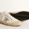 V-Star in pelle bianca con stella glitterata color platino
