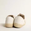 V-Star in pelle bianca con stella glitterata color platino