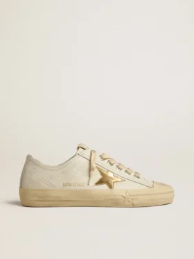 V-Star in pelle bianca con stella in pelle metallizzata dorata
