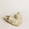 V-Star in pelle bianca con stella in pelle metallizzata dorata
