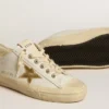 V-Star in pelle bianca con stella in pelle metallizzata dorata