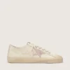 V-Star in pelle nappa beige con stella in pelle scamosciata rosa antico