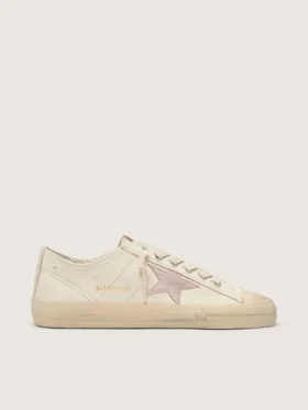 V-Star in pelle nappa beige con stella in pelle scamosciata rosa antico