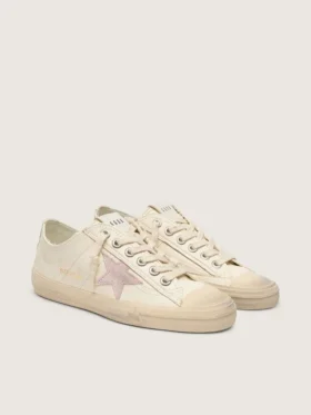 V-Star in pelle nappa beige con stella in pelle scamosciata rosa antico