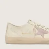 V-Star in pelle nappa beige con stella in pelle scamosciata rosa antico