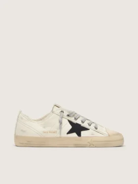 V-Star in pelle nappa con stella in pelle nabuk nera