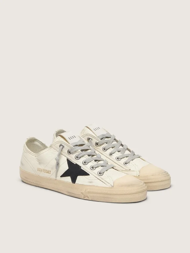 V-Star in pelle nappa con stella in pelle nabuk nera