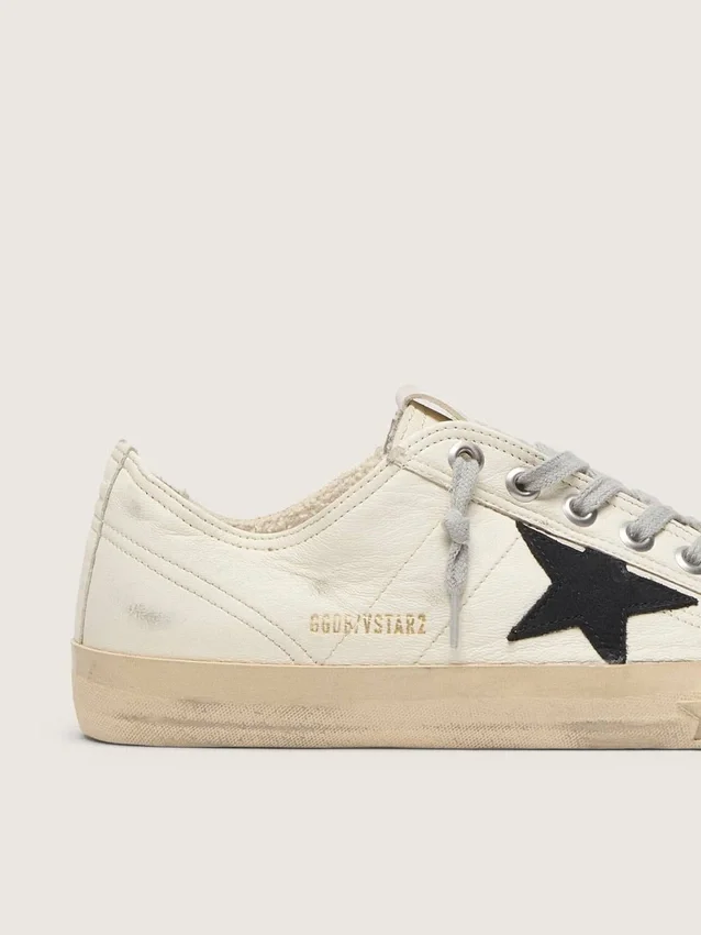 V-Star in pelle nappa con stella in pelle nabuk nera
