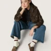 VCE Penstar da donna in pelle di pony con stampa leopardata e linguetta sul tallone in pelle nera