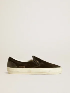VCE Penstar da donna in pelle scamosciata nera con linguetta sul tallone in pelle nera