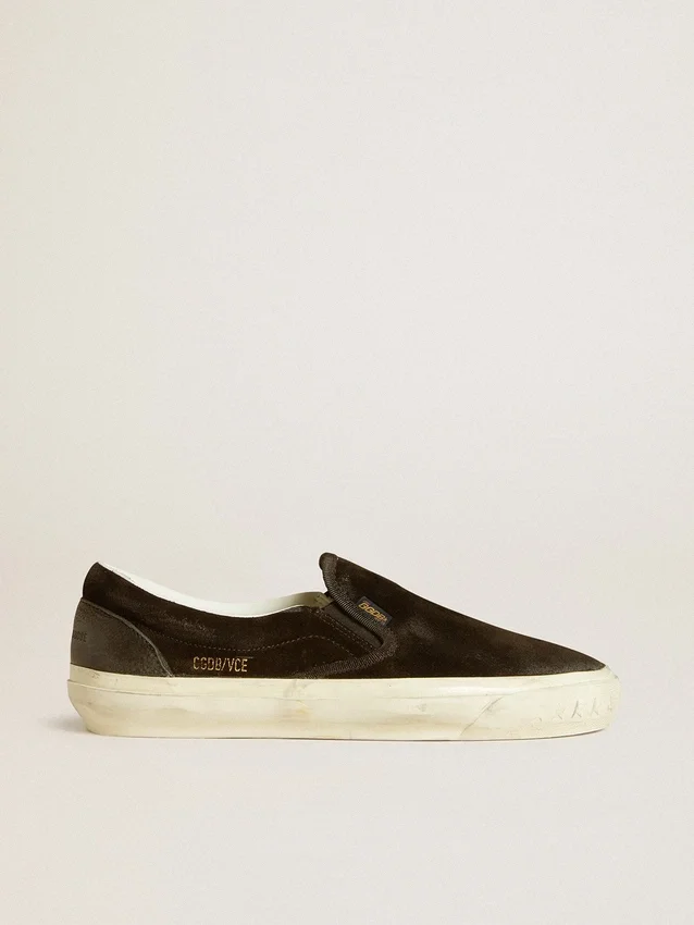 VCE Penstar da donna in pelle scamosciata nera con linguetta sul tallone in pelle nera