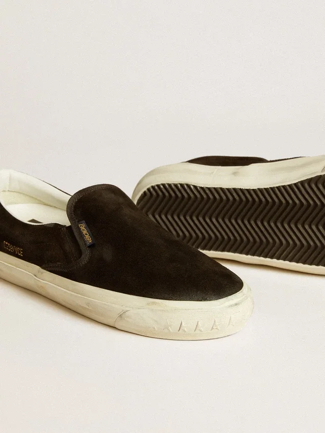 VCE Penstar da donna in pelle scamosciata nera con linguetta sul tallone in pelle nera