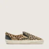 VCE Penstar da uomo in pelle di pony con stampa leopardata e linguetta sul tallone in pelle nera