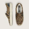 VCE Penstar da uomo in pelle di pony con stampa leopardata e linguetta sul tallone in pelle nera