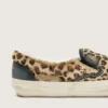 VCE Penstar da uomo in pelle di pony con stampa leopardata e linguetta sul tallone in pelle nera