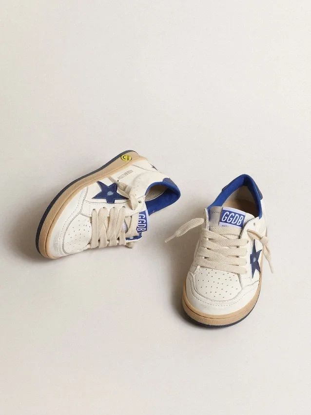 Young Ball Star con stella in pelle metallizzata blu e linguetta sul tallone