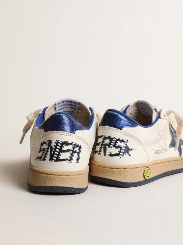 Young Ball Star con stella in pelle metallizzata blu e linguetta sul tallone