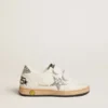 Young Ball Star in nappa con stella glitterata argento e linguetta sul tallone