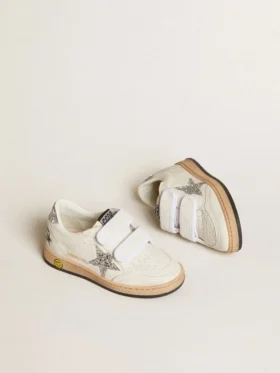 Young Ball Star in nappa con stella glitterata argento e linguetta sul tallone