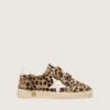 Young Ball Star in pelle di pony con stampa leopardata, stella in pelle bianca e linguetta sul tallone