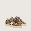 Young Ball Star in pelle di pony con stampa leopardata, stella in pelle bianca e linguetta sul tallone