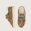 Young Ball Star in pelle di pony con stampa leopardata, stella in pelle bianca e linguetta sul tallone