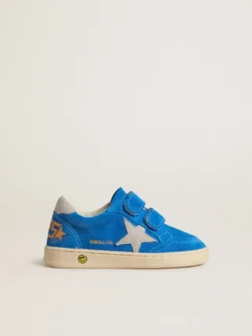 Young Ball Star in pelle scamosciata azzurra con stella e linguetta sul tallone in nabuk grigio