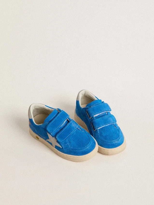 Young Ball Star in pelle scamosciata azzurra con stella e linguetta sul tallone in nabuk grigio